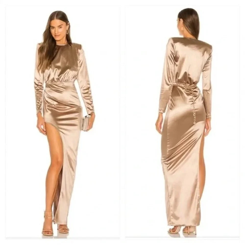 Bronx and Banco Farrah Maxi Dress in Gold XSmall New